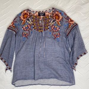 Johnny Was embroidered 3/4 top
